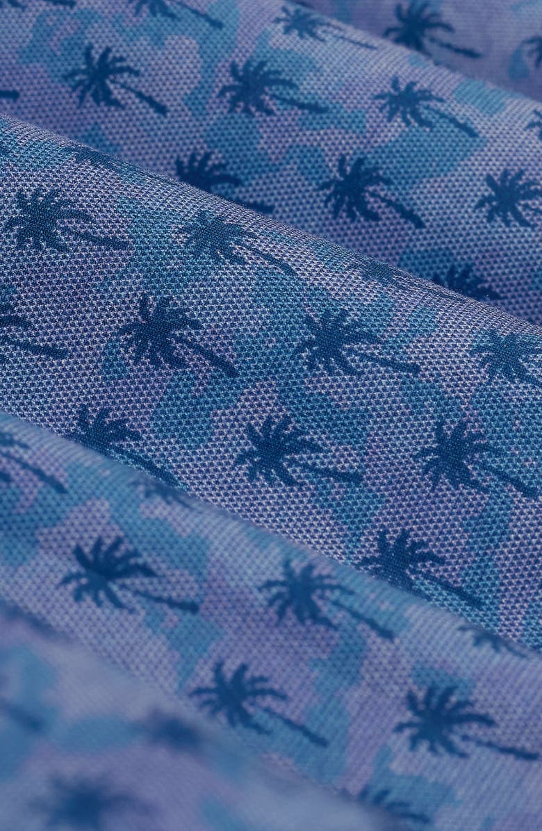 Bugatchi Miles OoohCotton<sup>®</sup> Textured Palm Print Short Sleeve Button-Up Shirt, Alternate, color, Navy