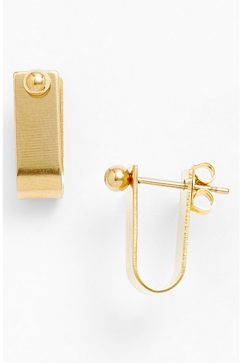 Cuff Stud Earrings, Main, color, BRASS
