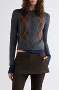 Acne Studios Kohona Argyle Silk & Wool Cardigan