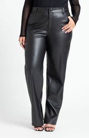 ELOQUII Slit Hem Faux Leather Pant