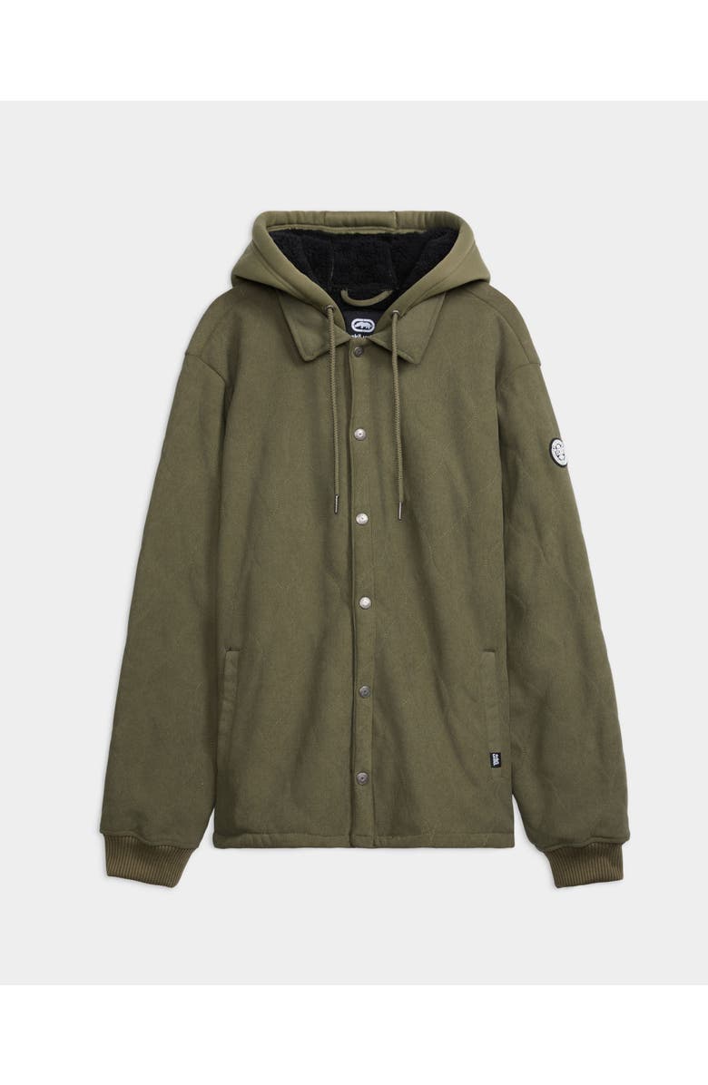 ECKO Hunter faux shearling Varsity Jacket, Main, color, Olive Green