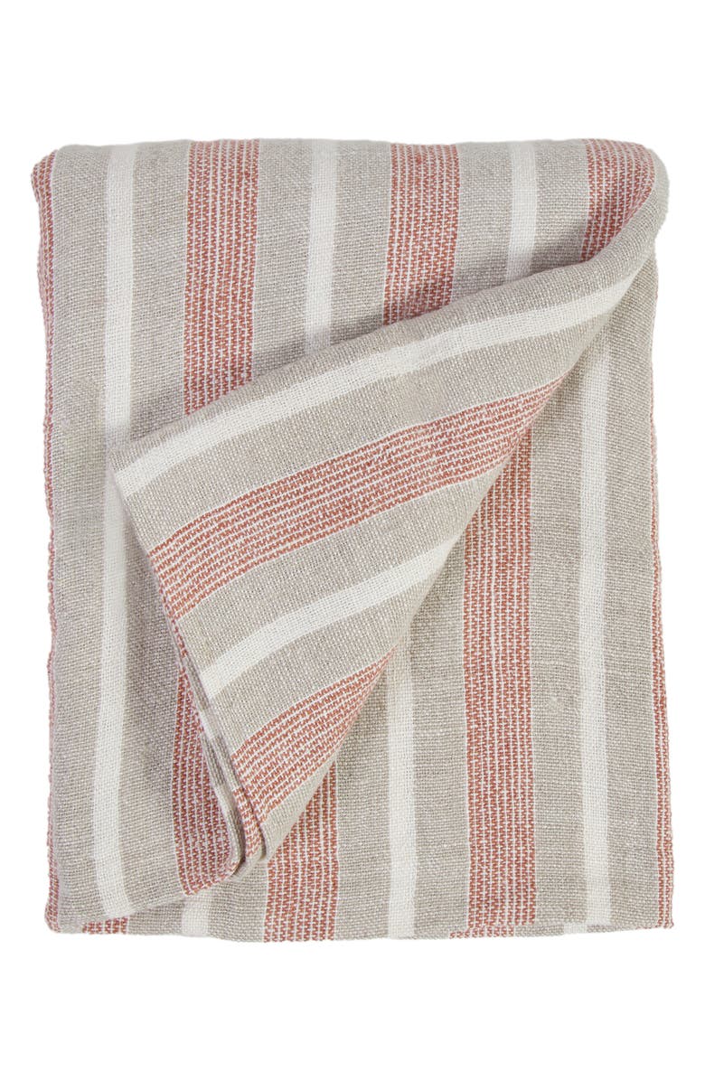 Pom Pom at Home Montecito Stripe Linen Throw Blanket, Alternate, color, Terra Cotta/Natural
