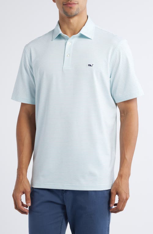 Vineyard Vines Bradley Stripe Sankaty Polo In White/aq Haze