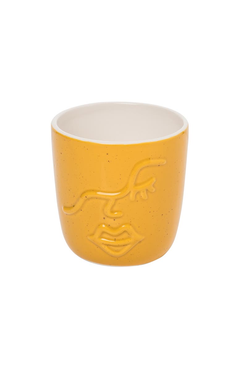 Totalee Gift Amber Face Small Planter Ceramic Yellow, Main, color, Yellow