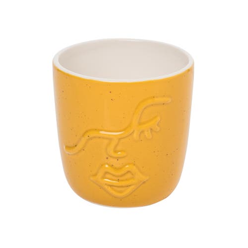 Totalee Gift Amber Face Small Planter Ceramic Yellow