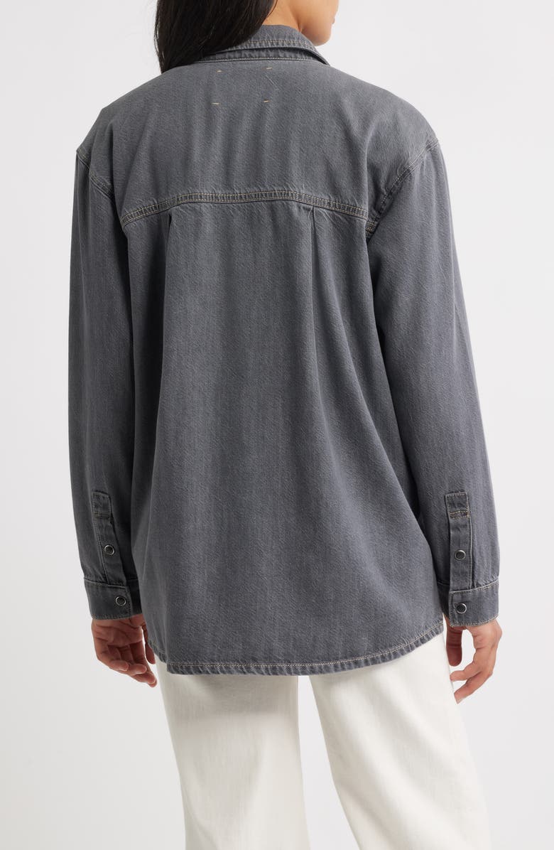 CITY BLUES Gramercy Oversize Denim Snap-Up Shirt, Alternate, color, Gray