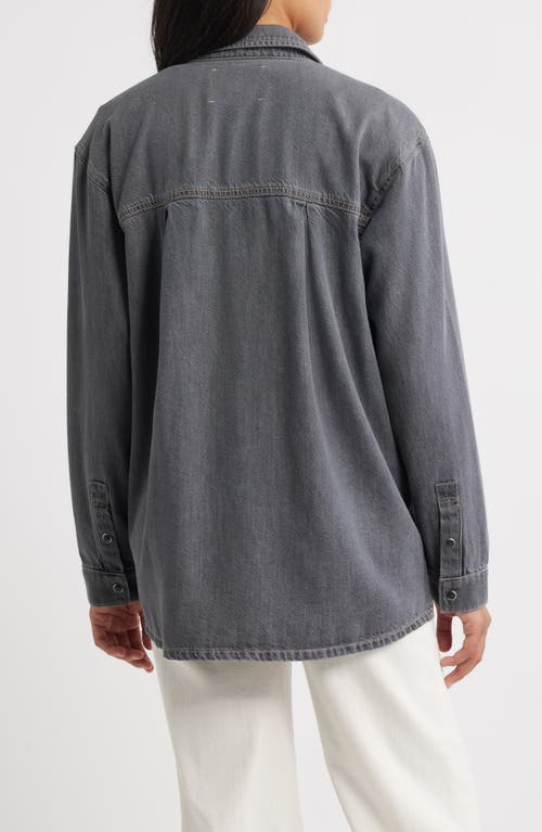 City Blues Gramercy Oversize Denim Snap-up Shirt In Black