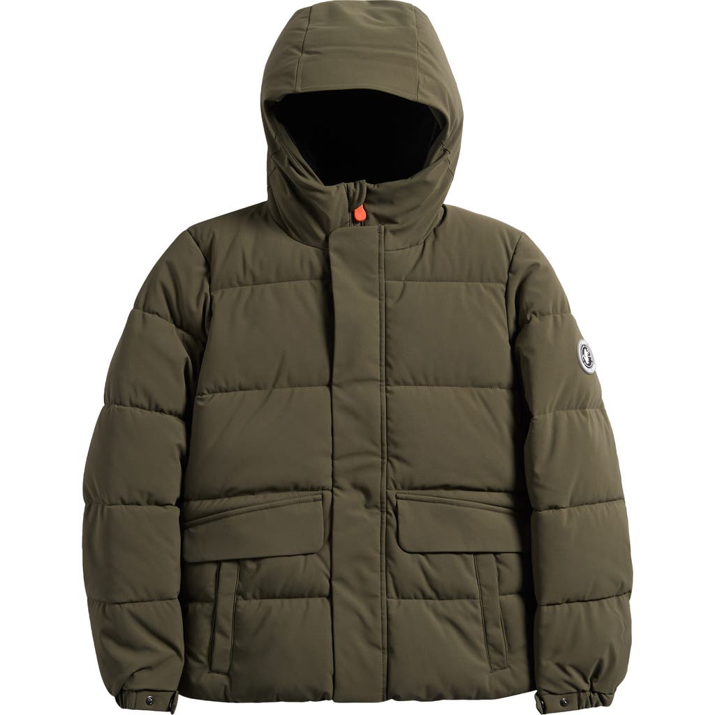 Save The Duck Kids' Wind & Water Resistant Fleece Lined Puffer Jacket In Green