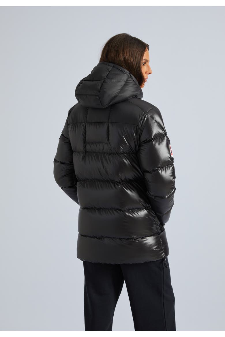 High Collar Down Puffer Jacket, Alternate, color, Black/Stone