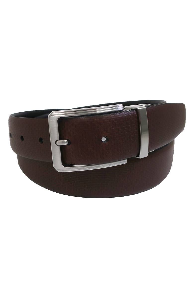 BOCONI Reversible Embossed Leather Belt, Alternate, color, Brown/ Black
