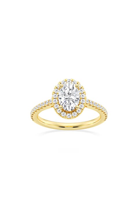 Oval Lab Created Diamond Halo Ring - 1.30ct.