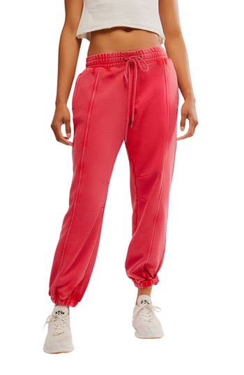 Free People Fp Movement Sprint To The Finish Seamed Sweatpants In Red