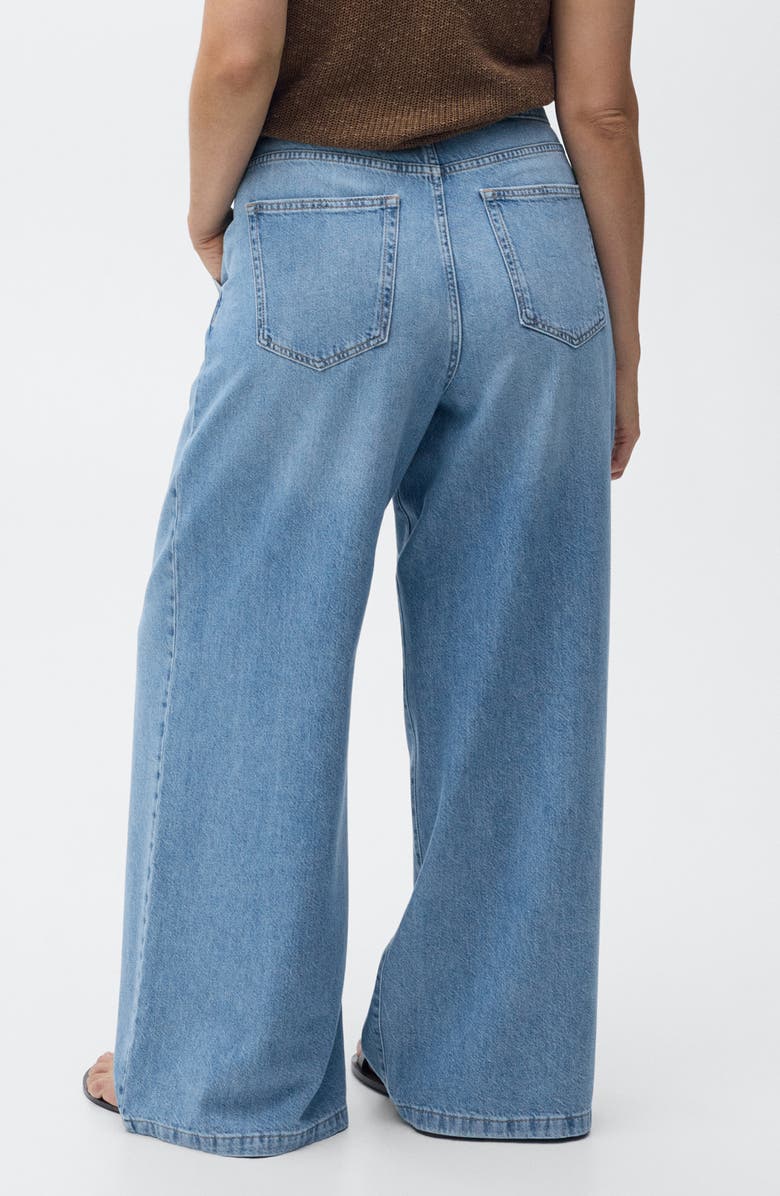 MANGO Pleated Wide Leg Jeans, Alternate, color, Medium Blue
