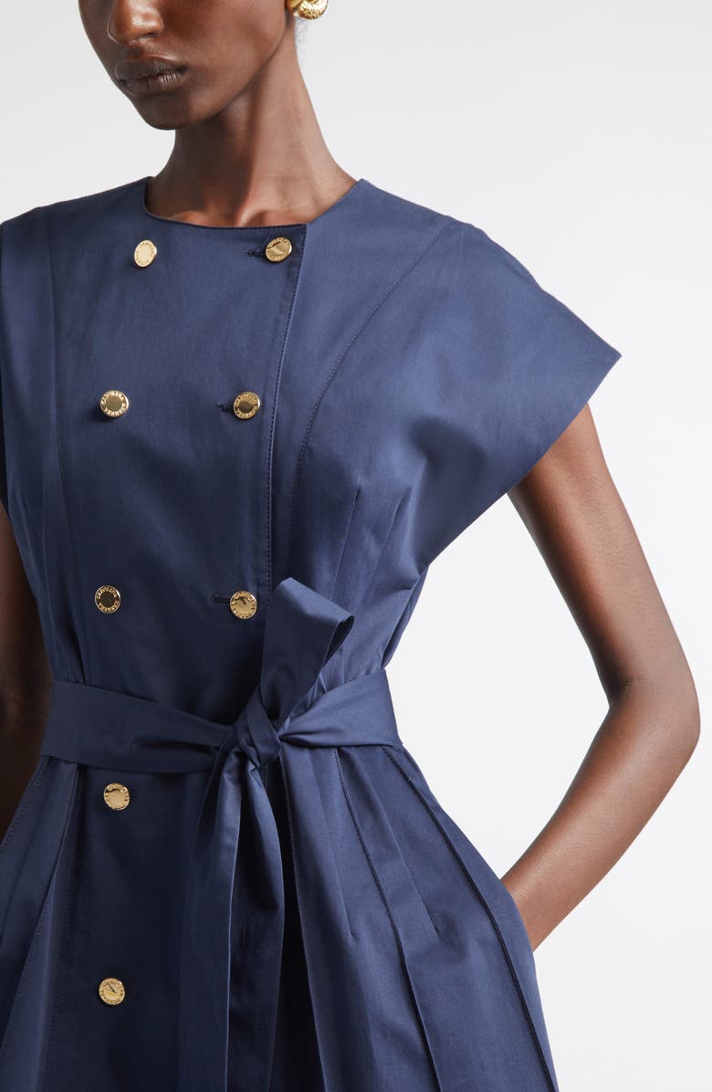 Carolina Herrera Double Breasted Stretch Sateen Shirtdress, Alternate, color, Midnight