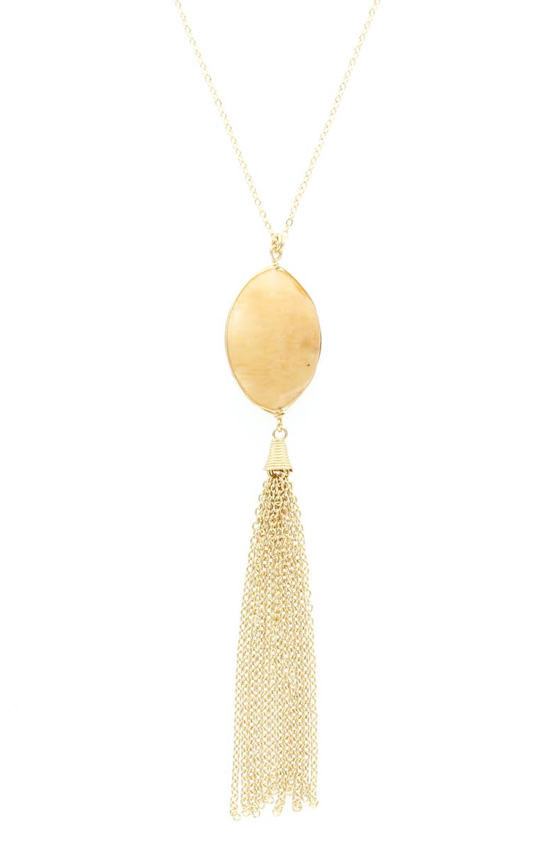 OLIVIA WELLES Maya Tassel Pendant Necklace, Main, color, Gold / Neutral