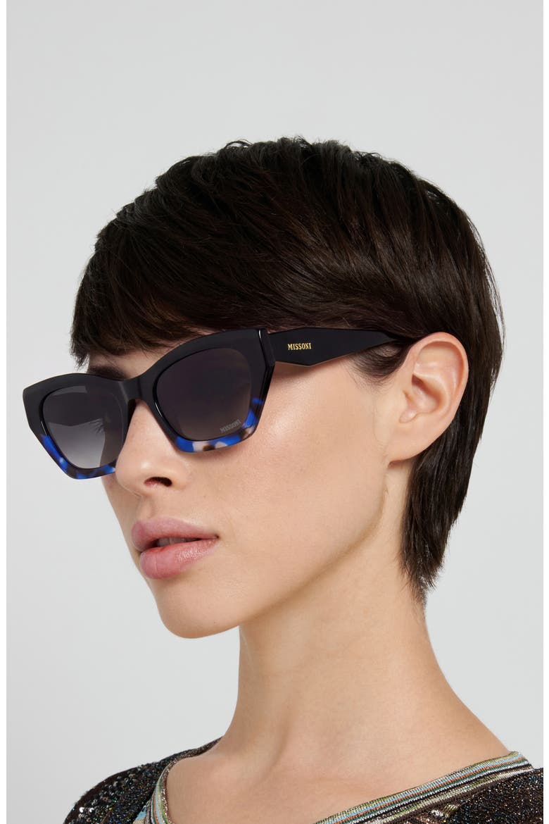 53mm Gradient Rectangular Sunglasses, Alternate, color, BLACK HAVANA BLUE/ DARK GREY