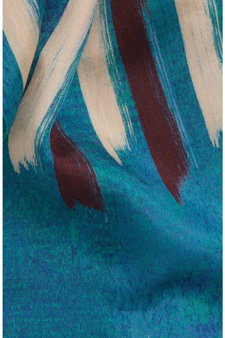 Vintage Stripe Silk & Cotton Oblong Scarf, Alternate, color, TURQUOISE