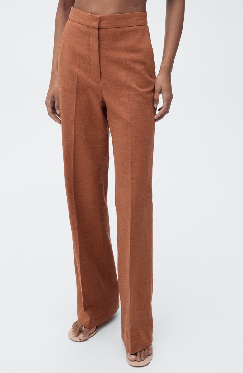 MANGO Stretch Cotton & Linen Suit Pants, Main, color, 