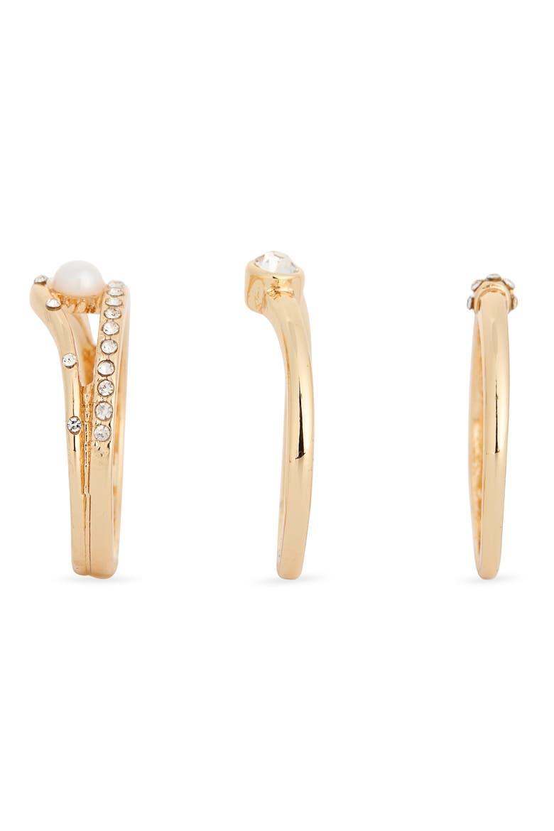 Faux Pearl & Stone Ring, Alternate, color, CLEAR- WHITE- GOLD