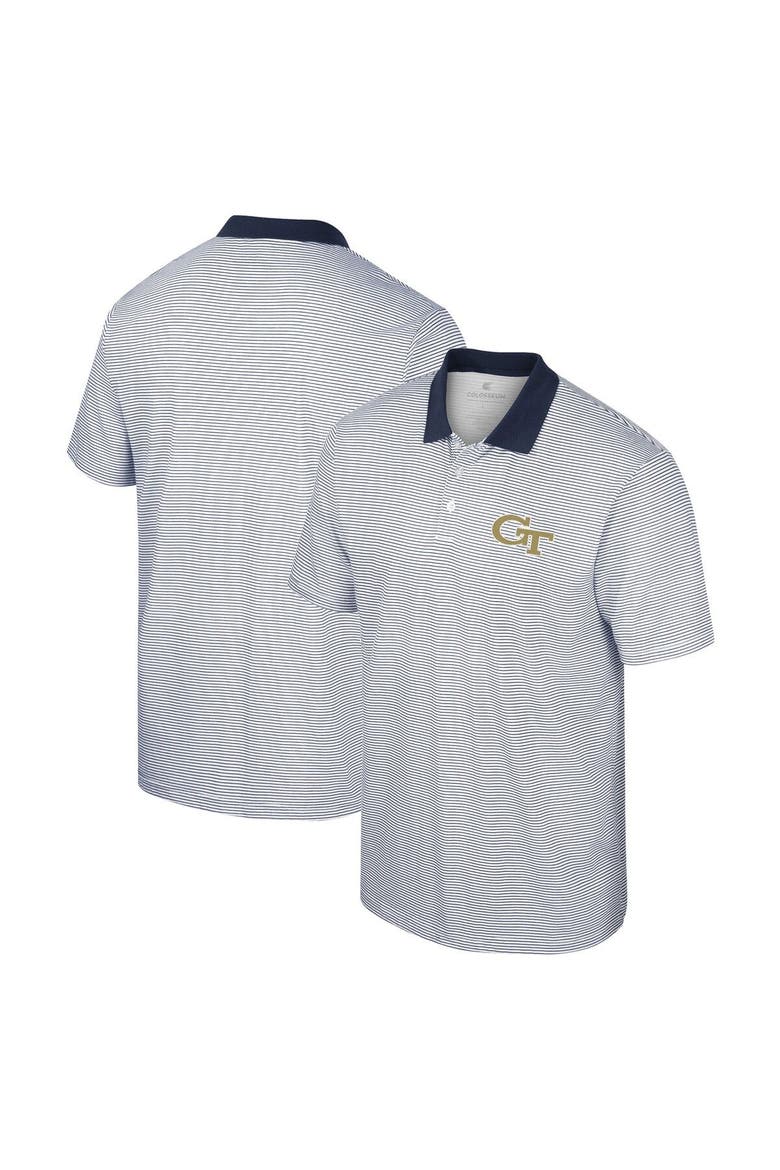 Men's Colosseum White/Navy Georgia Tech Yellow Jackets Print Stripe Polo, Main, color, White