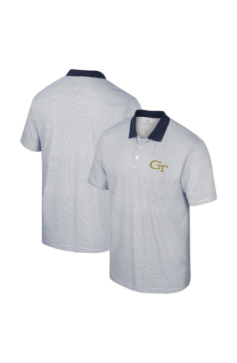 COLOSSEUM Men's Colosseum White/Navy Georgia Tech Yellow Jackets Print Stripe Polo, Main, color, 
