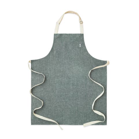 Linen Bib Apron for Men & Women with Front Pockets, 32 x 27 Inches
