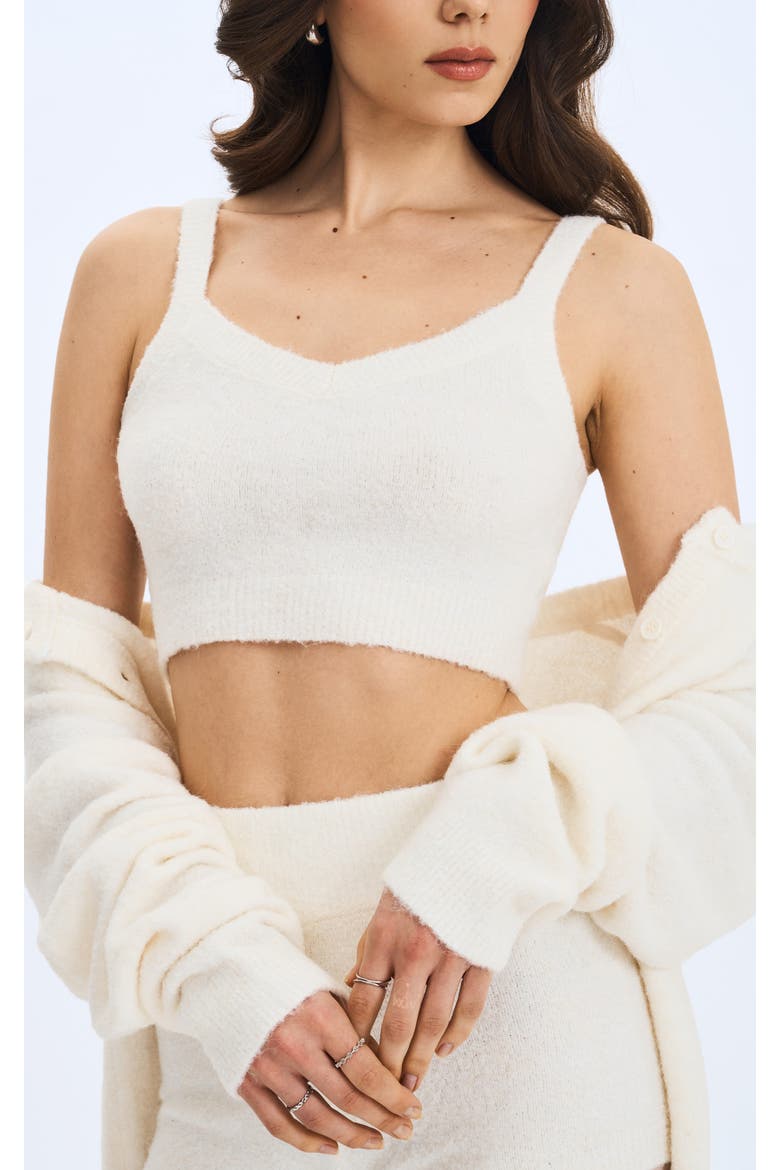 Selene Wool-Blend Ribbed Knit V-Neck Top, Alternate, color, White