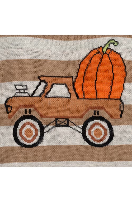 Andy & Evan Stripe Pumpkin Jacquard Cotton Sweater & Pants Set In Multi