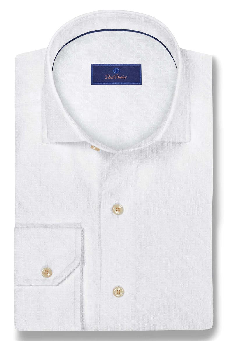 Geometric Jacquard Sport Shirt, Alternate, color, WHITE