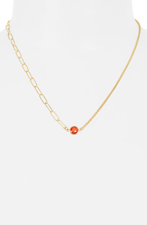 Meshmerise Mix Chain Oval Crystal Necklace In Gold/red