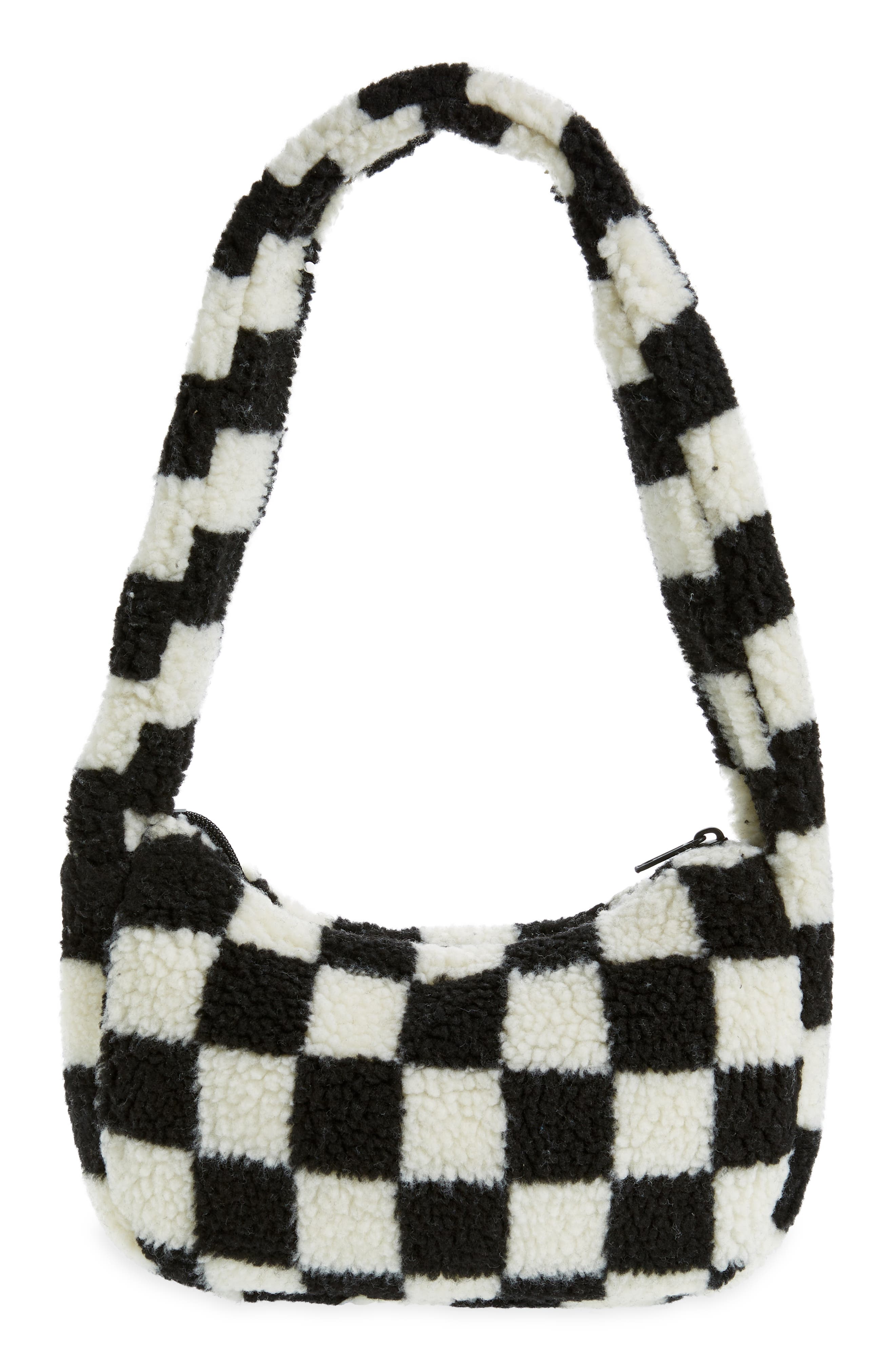 Vans Half Pipe High Pile Fleece Checker Shoulder Bag, Alternate, color, 
