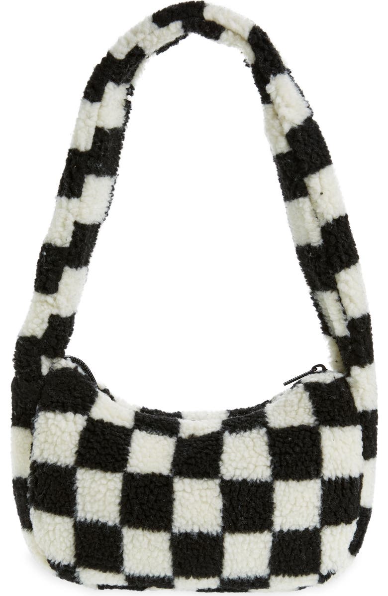 Vans Half Pipe High Pile Fleece Checker Shoulder Bag, Alternate, color,