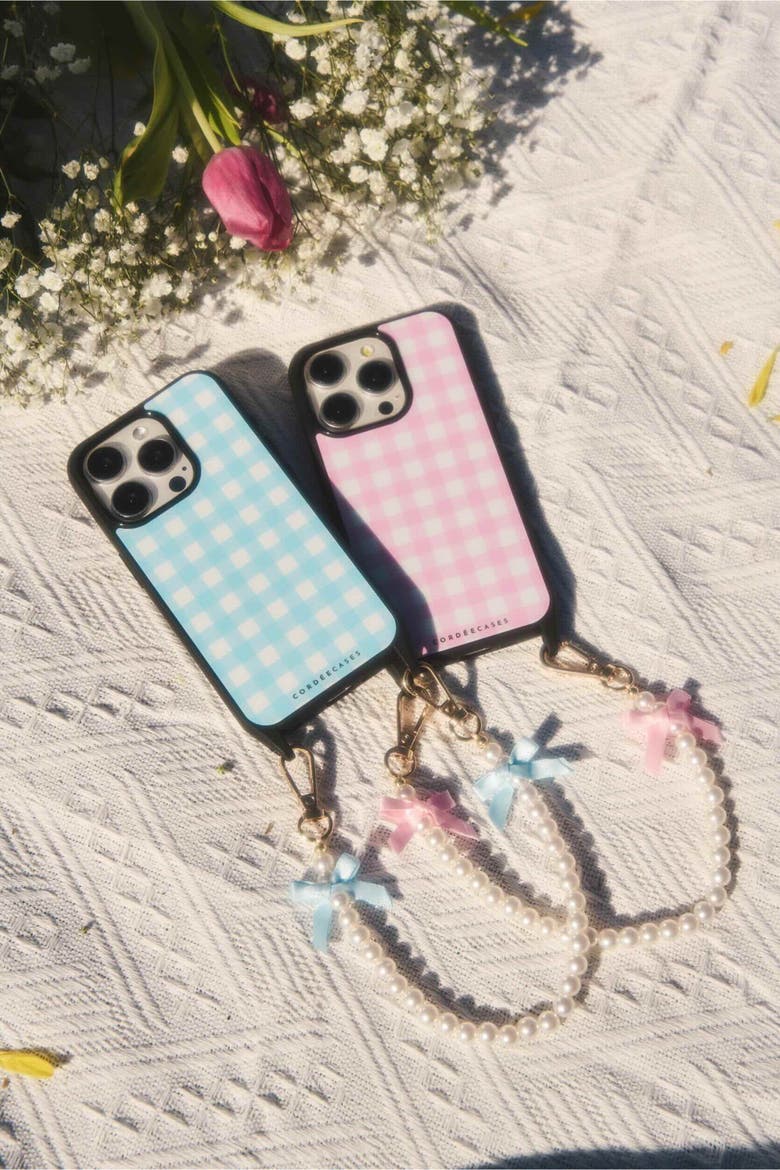 Coral Cove Phone Case, Alternate, color, Gingham Powder Blue