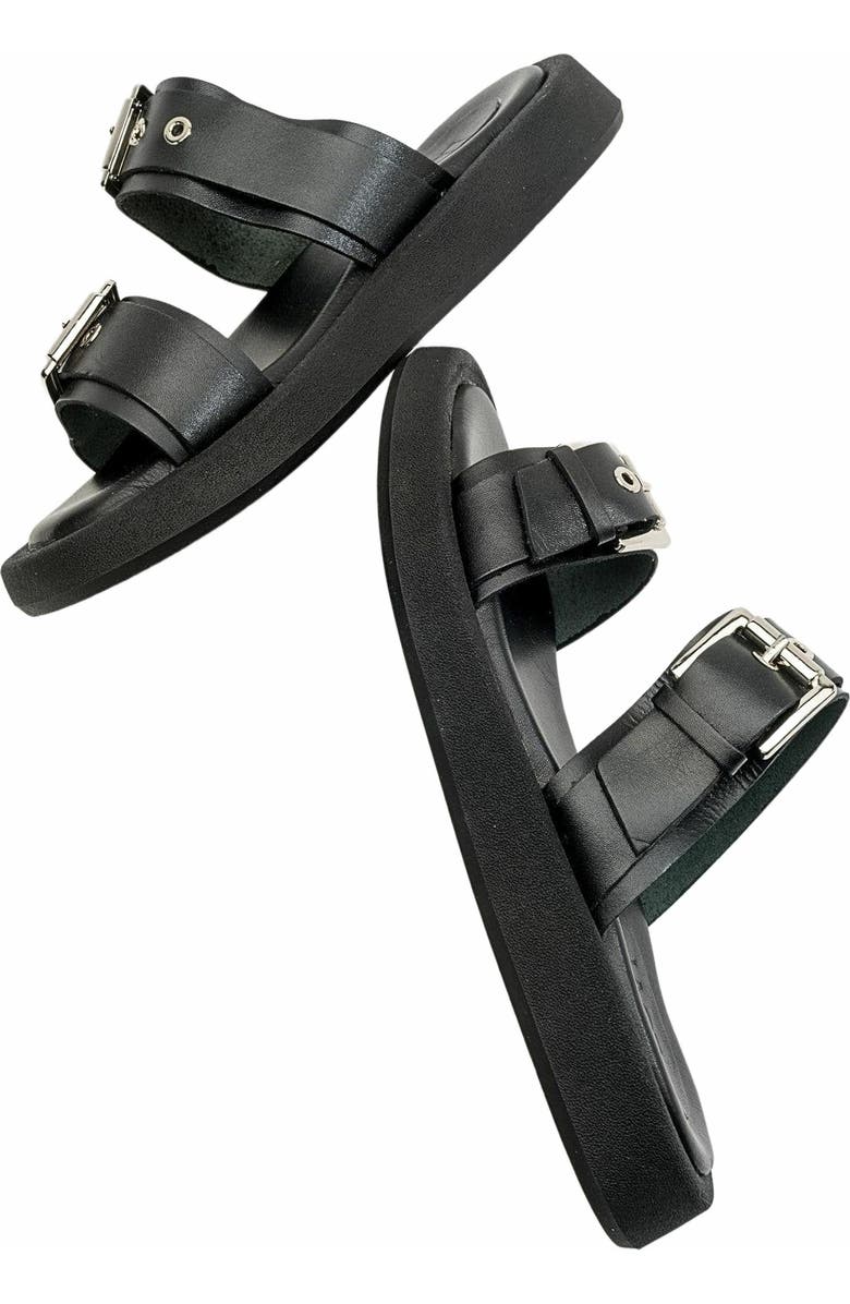 Forever & Always Shoes Finezza Leather Two-Strap Sandal, Alternate, color, Black Leather