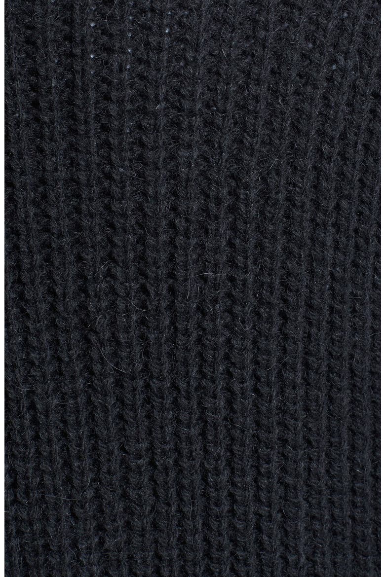 Faux Leather Pocket Turtleneck Poncho, Alternate, color, BLACK