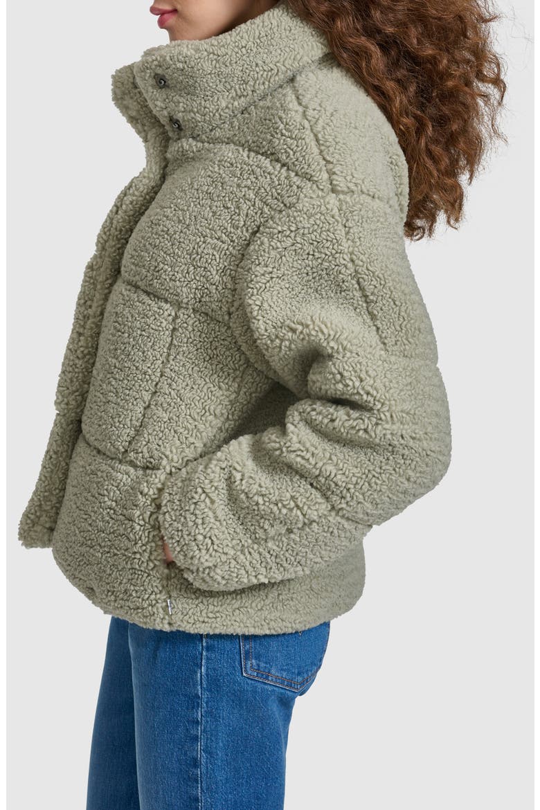 Quilted Faux Fur Short Teddy Jacket, Alternate, color, SEAFOAM