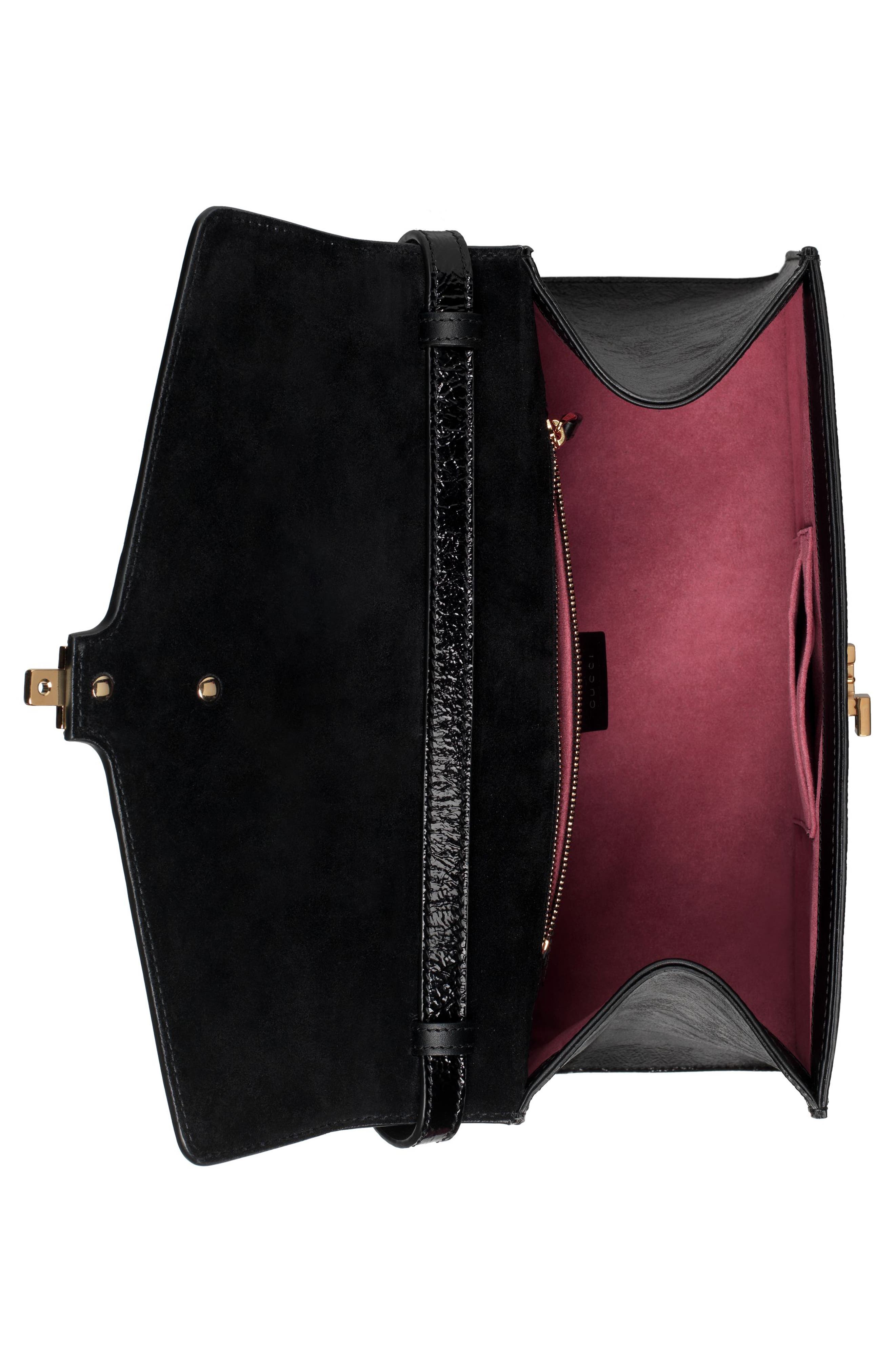 Gucci Medium Sylvie Floral Embroidered Top Handle Leather Shoulder Bag, Alternate, color, 