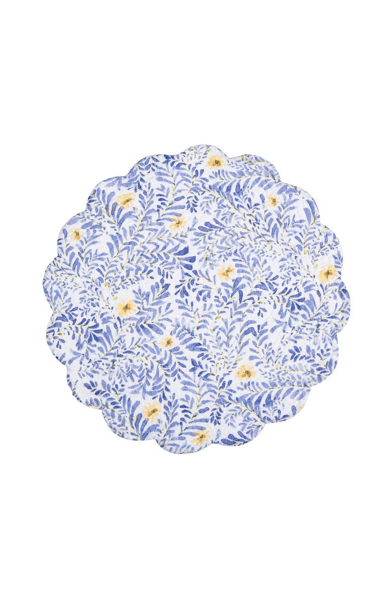 C&F Home Lovely Blues Scalloped Round Placemats Set of 6 Floral Design All Seasons, 17", Alternate, color, Blue