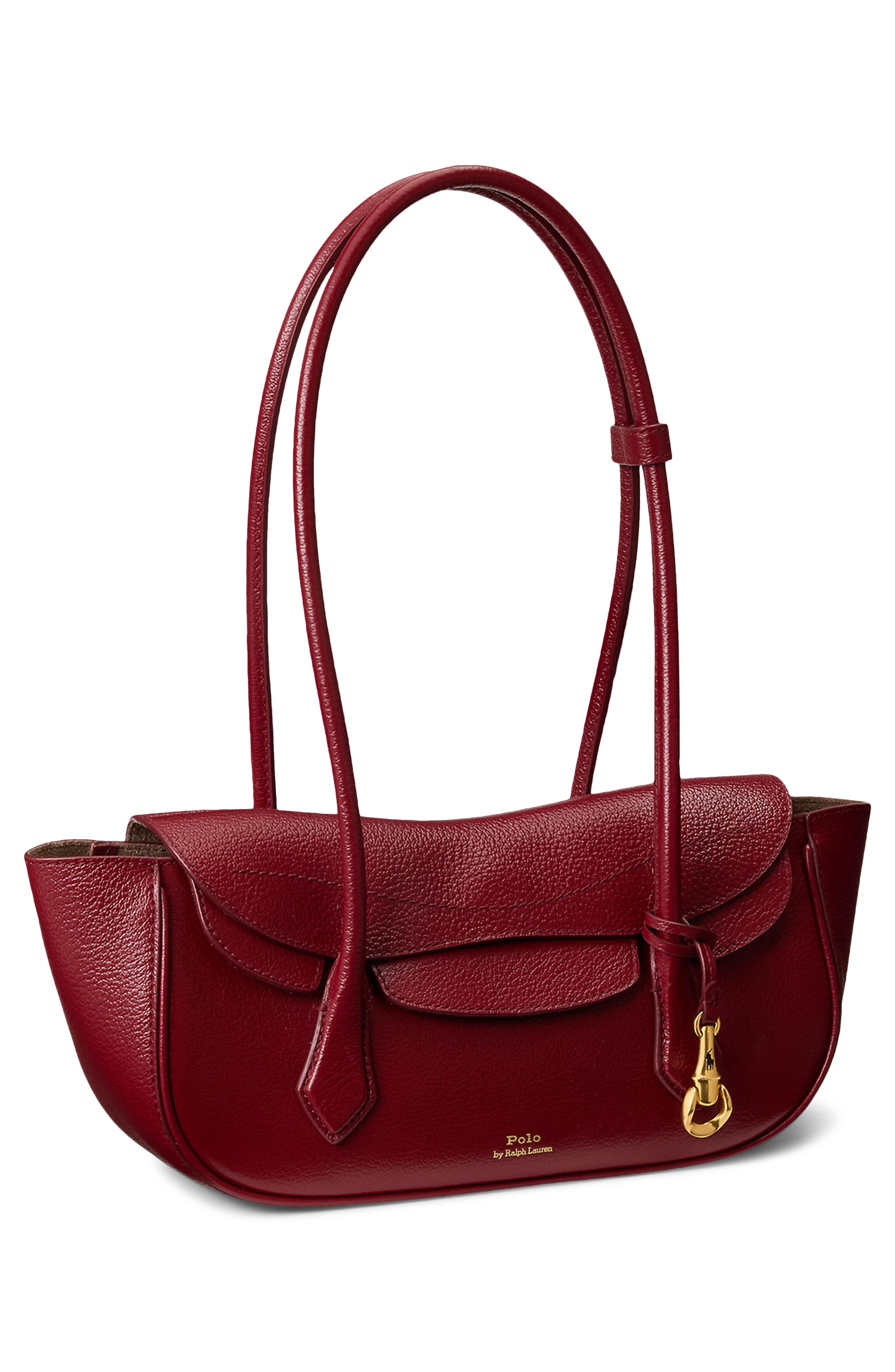 Small Polo Blaze Grained Leather Shoulder Bag, Alternate, color, CURRANT