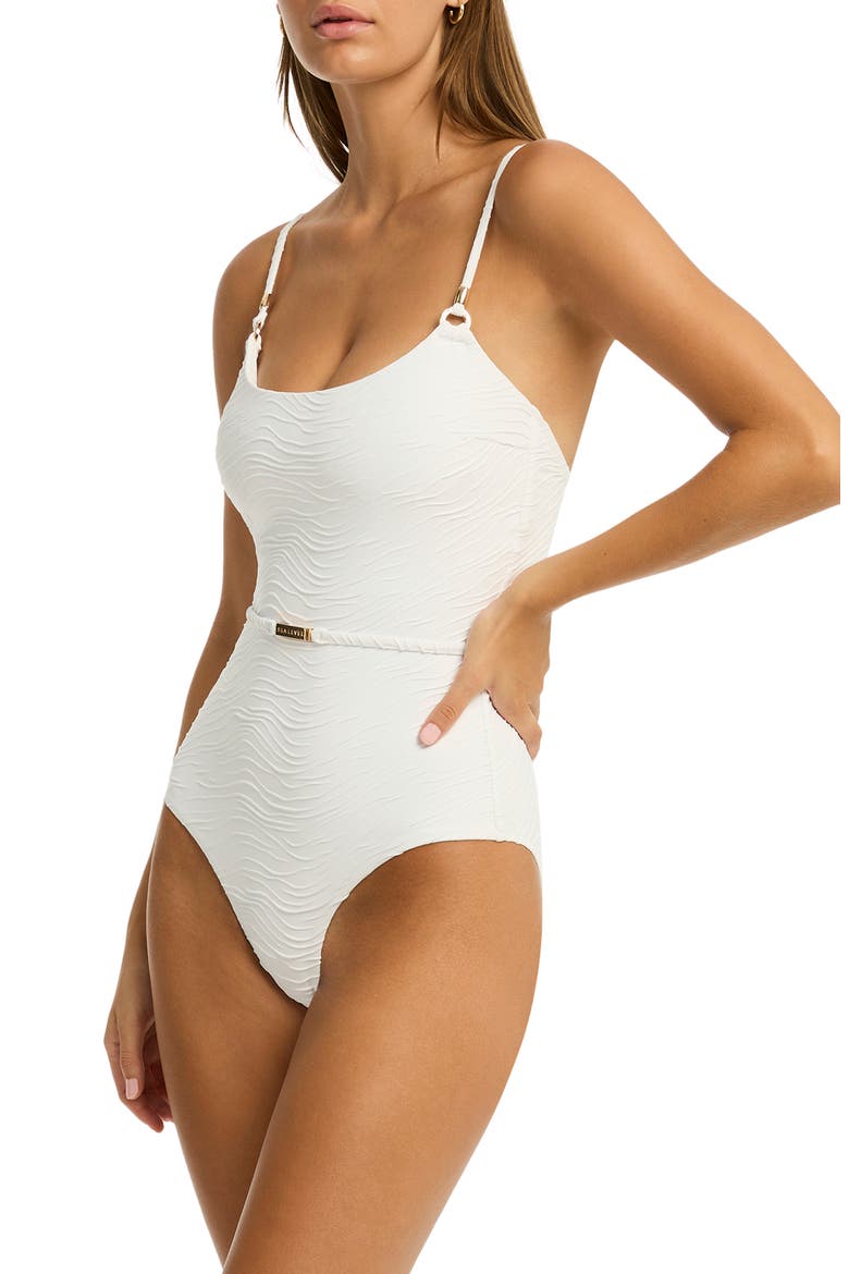 De Soleil Scoop One-Piece Swimsuit, Alternate, color, WHITE