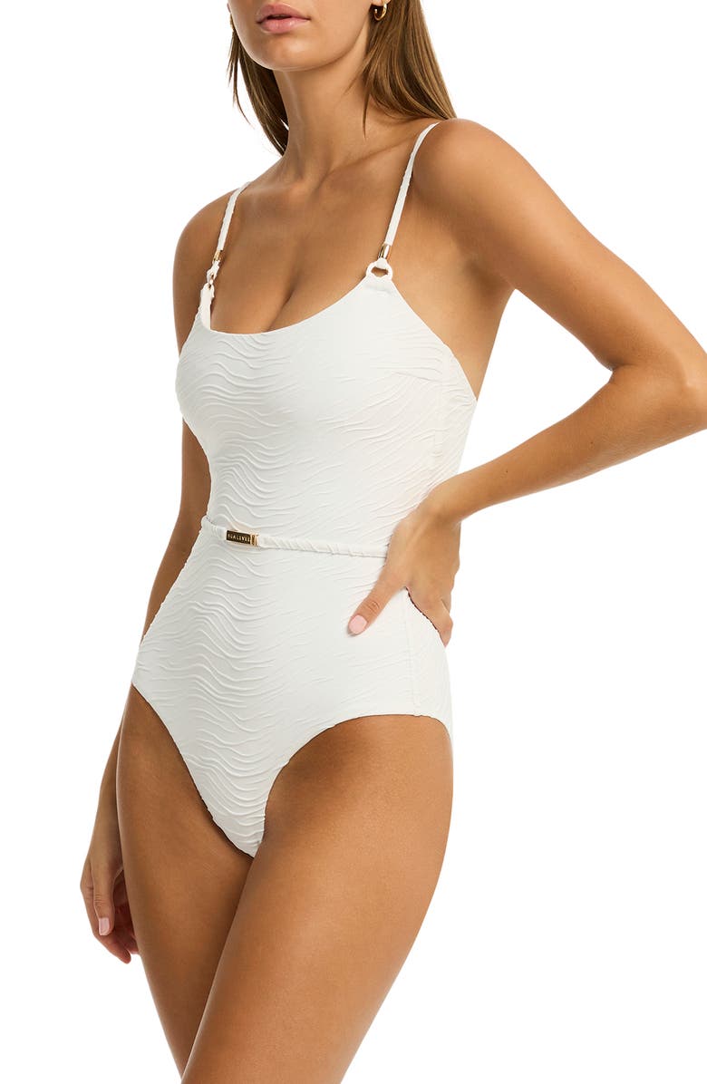 Sea Level De Soleil Scoop One-Piece Swimsuit, Alternate, color, White