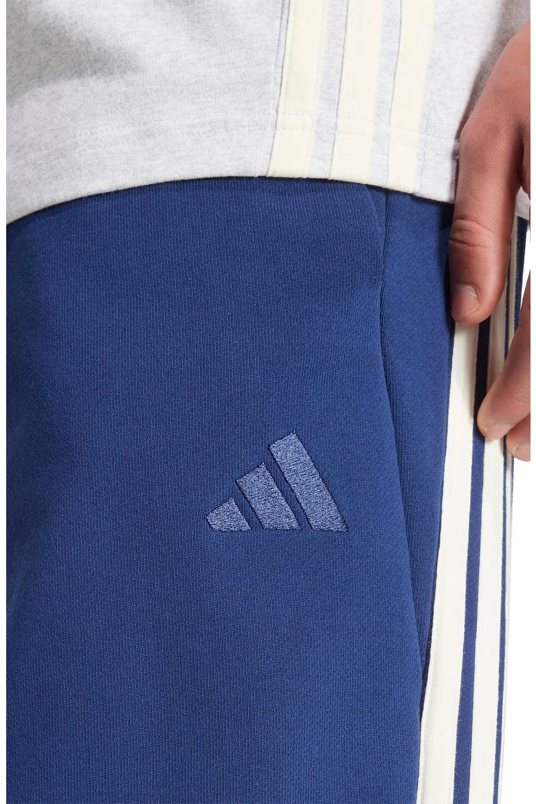 Kit 3-Stripes Wide Leg French Terry Pants, Alternate, color, DARK BLUE/ OFF WHITE