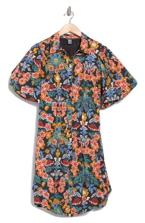 Love By Design Charlotte Puff Sleeve Bubble Hem Shirtdress In Multi