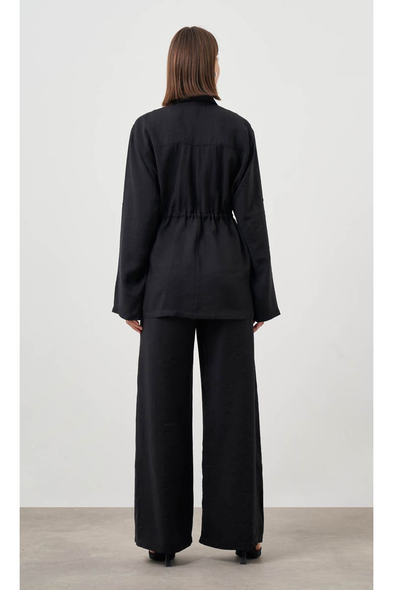 Cinched Waist Shirt Jacket, Alternate, color, Black