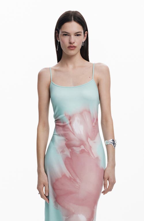 Desigual Abstract Placed Floral Dress In Turquoise