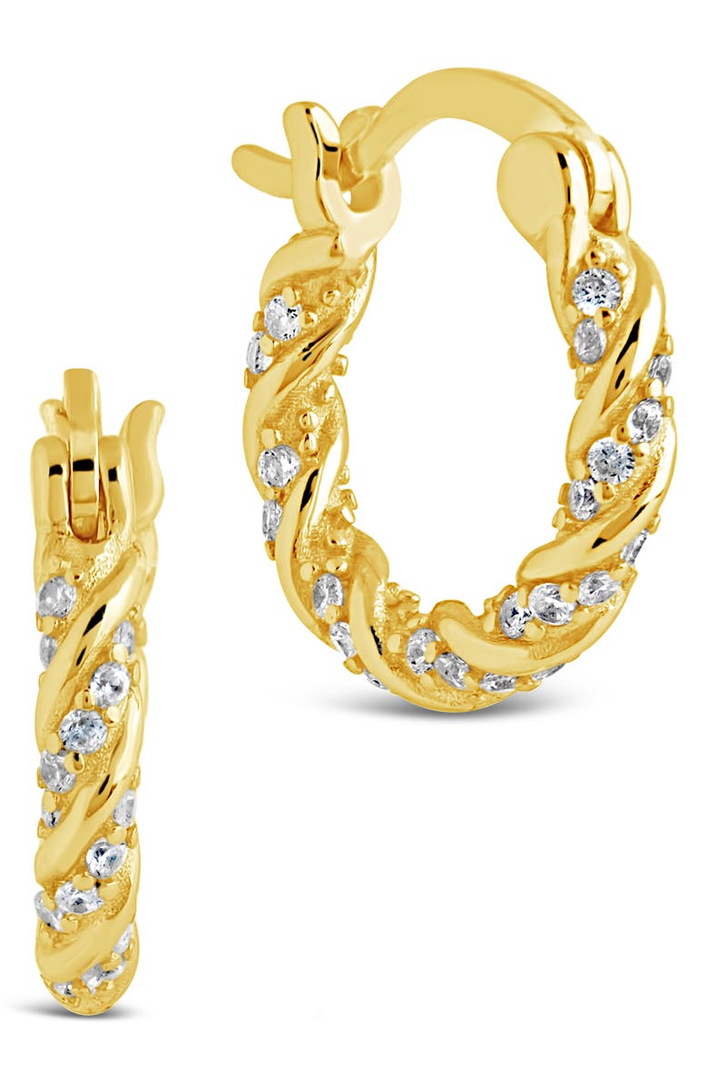 Sterling Forever Ruthi CZ Twist Hoop Earrings, Alternate, color, Gold