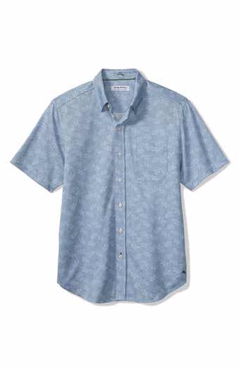 San Lucio Lotus Floral IslandZone® Short Sleeve Cotton Blend Button-Up Shirt