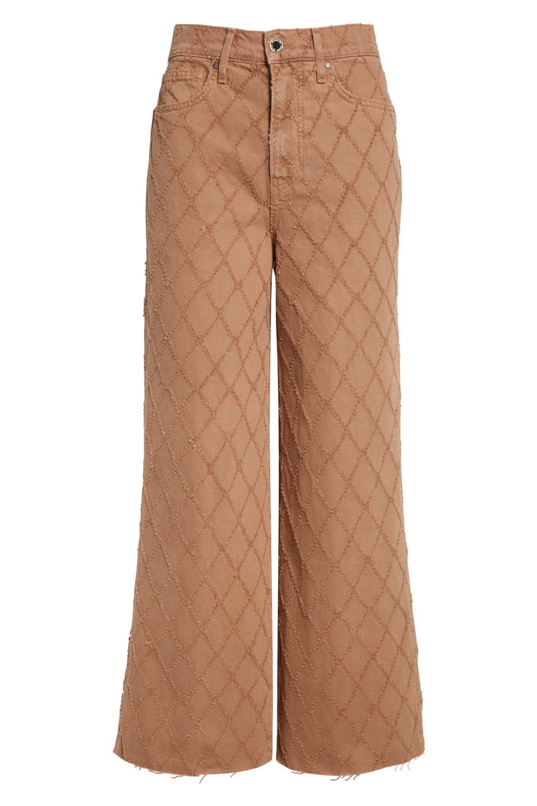 High Waist Diamond Jacquard Crop Wide Leg Jeans, Alternate, color, HAZELNUT STONE