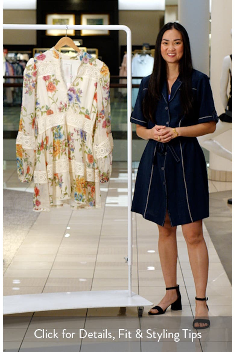 Floral Lace Detail Long Sleeve Minidress video