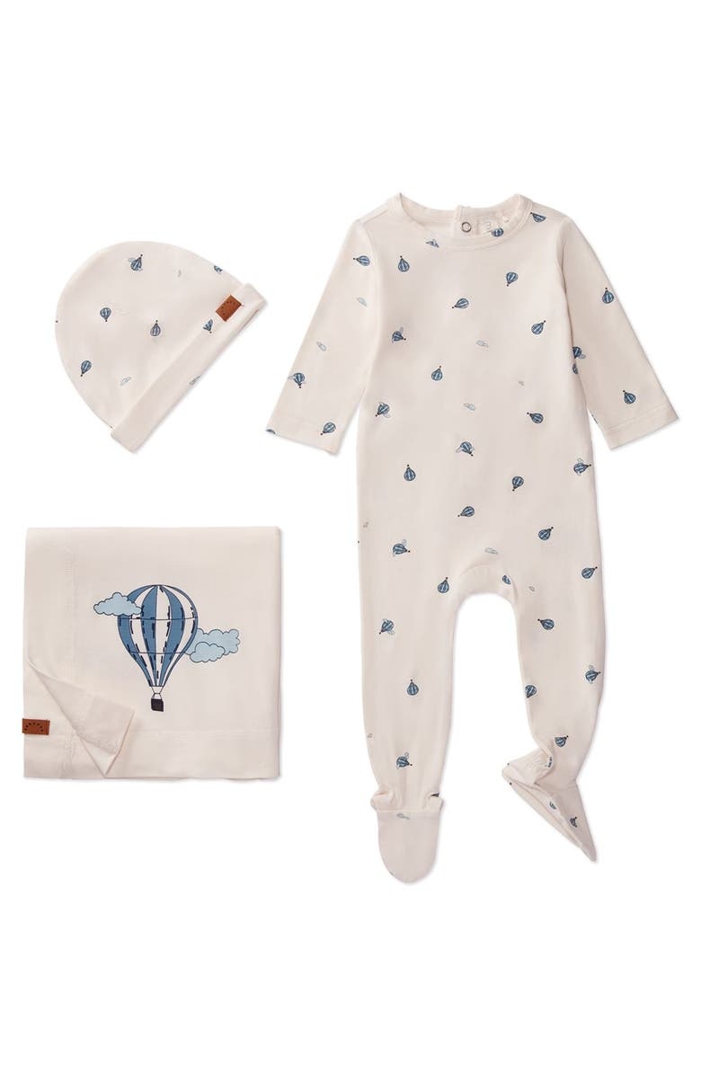 MiniMoi 3 Piece Baby Boys Rayon Blend Footie Set, Main, color, Winter White